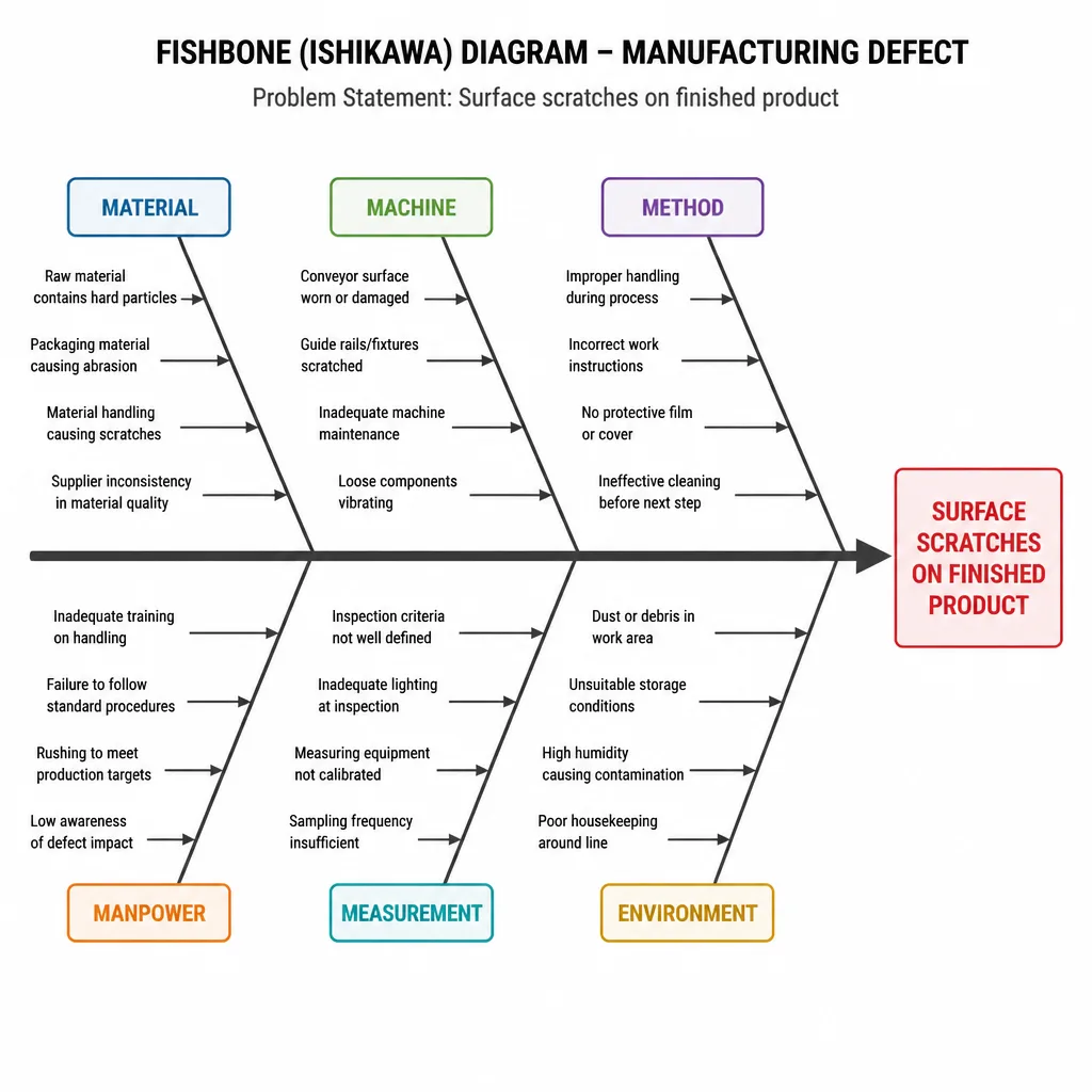 Manufacturing root-cause fishbone diagram example